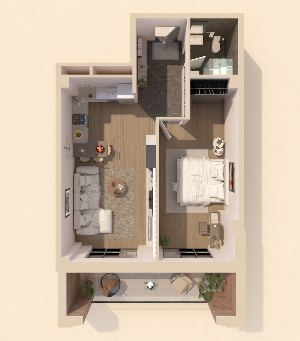 Modern apartment floor plan layout