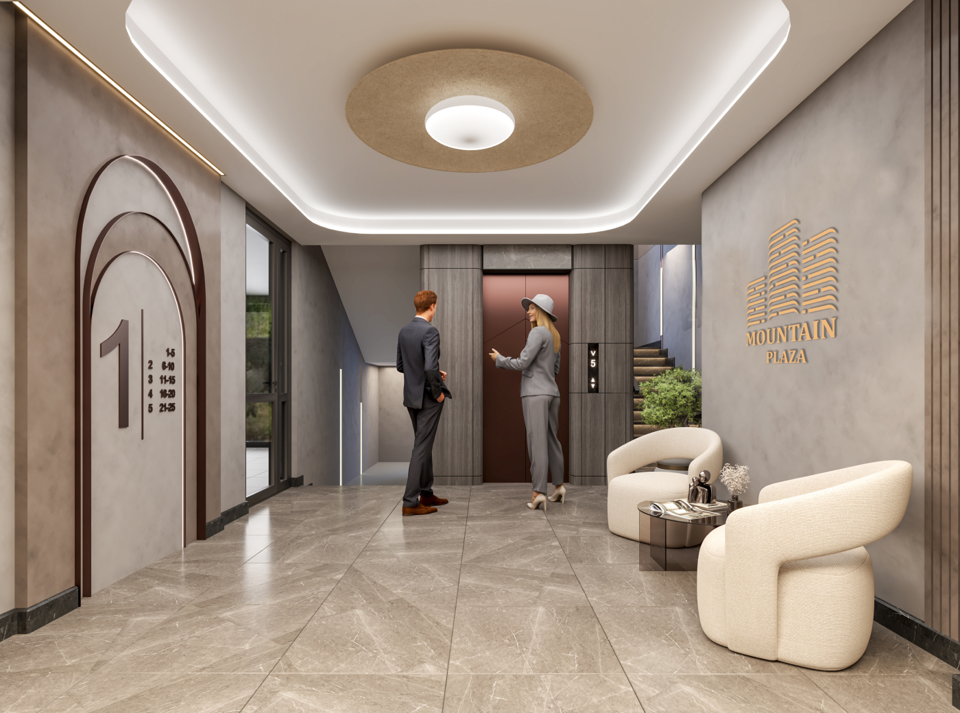 Modern office interior lobby