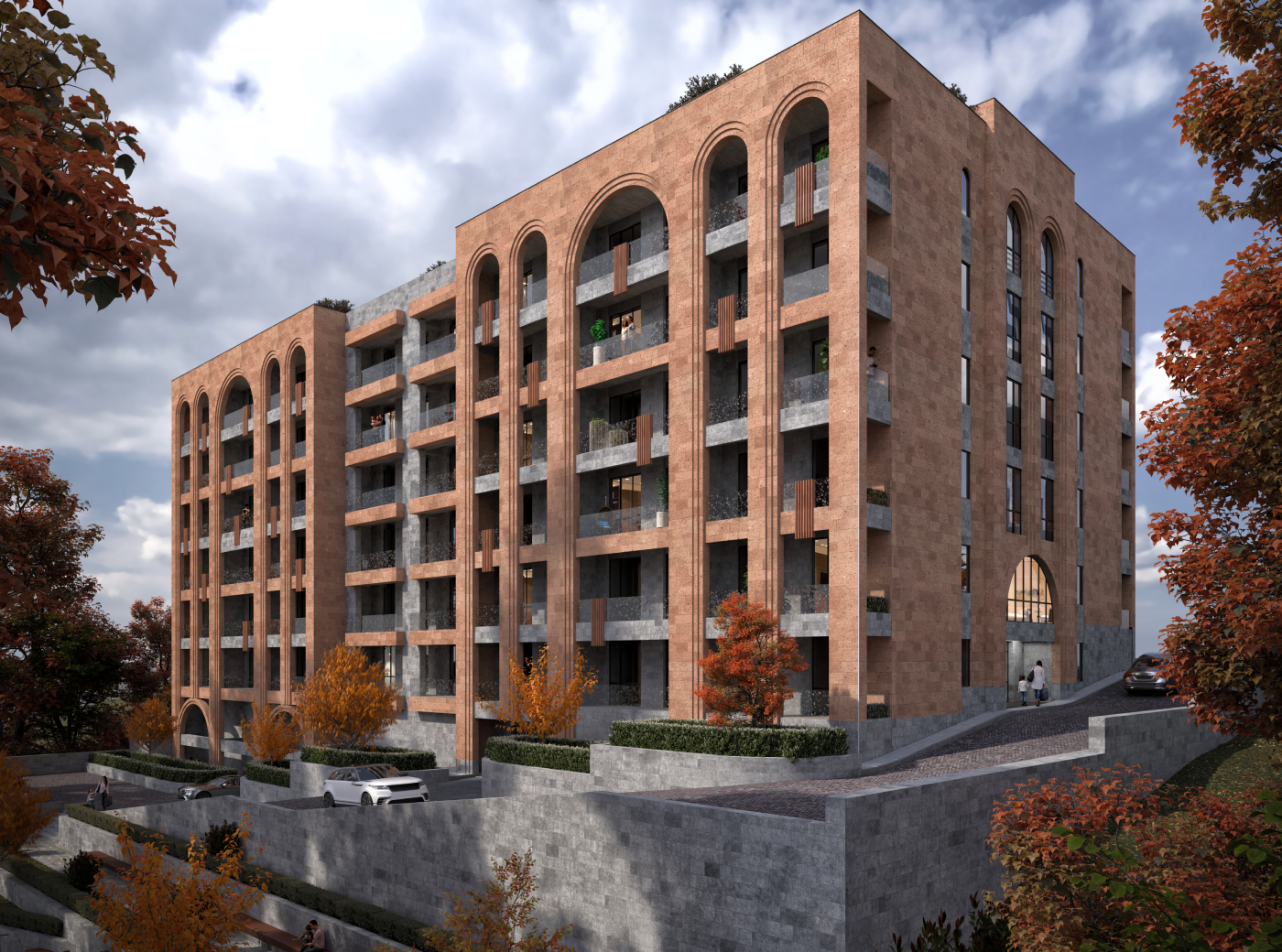 Modern apartment building exterior